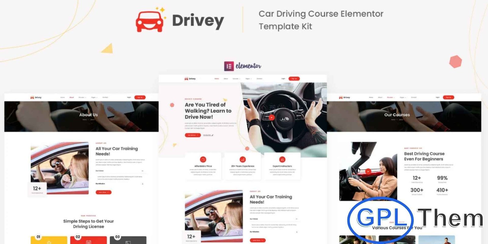 Drivey – Car Driving Course Elementor Template Kit Drivey – Car Driving Course Elementor Template Kit Drivey is a modern and professional Elementor Template Kit designed for driving schools, traffic schools, and car driving course websites. With a clean and contemporary design, Drivey offers a fully responsive layout that looks great on all devices.