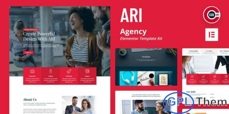 ARI – Agency Elementor Template Kit ARI is a versatile and modern Agency Elementor Template Kit crafted specifically for creative agencies, design studios, freelancers, and digital service businesses. Featuring a clean and visually engaging layout, this kit provides a complete set of templates to professionally showcase portfolios, services, and creative projects.