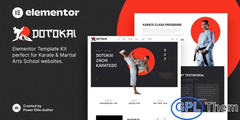 Dotokai – Karate & Martial Arts School Elementor Template Kit Dotokai is a modern and professional Elementor Template Kit designed specifically for karate schools, martial arts academies, and combat sports training centers. Perfect for Judo, Taekwondo, Aikido, Boxing, and other martial arts, this template features a clean, visually appealing, and unique design.