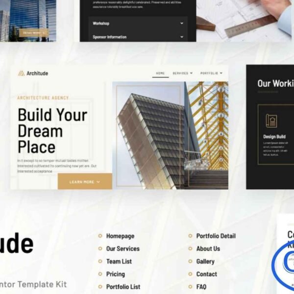 Architude – Architecture Agency & Interior Design Elementor Template Kit Architude is a sleek and modern Elementor Template Kit designed for architecture firms, interior designers, landscape architects, real estate developers, and furniture studios. With its elegant and unique layout, this template kit helps you create a polished and professional website effortlessly.