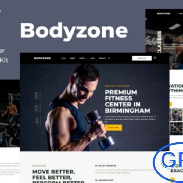 Bodyzone – Gym & Fitness Center Elementor Template Kit Bodyzone is a powerful Elementor Template Kit designed for gyms, fitness centers, personal trainers, and wellness studios. With its modern, energetic, and fully responsive design, Bodyzone helps you create a professional website that motivates visitors to achieve their fitness goals.