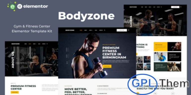 Bodyzone – Gym & Fitness Center Elementor Template Kit Bodyzone is a powerful Elementor Template Kit designed for gyms, fitness centers, personal trainers, and wellness studios. With its modern, energetic, and fully responsive design, Bodyzone helps you create a professional website that motivates visitors to achieve their fitness goals.