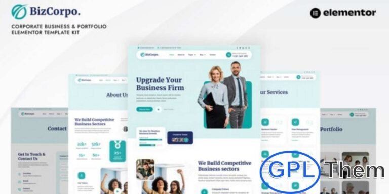 Bizcorpo – Corporate Business & Portfolio Elementor Template Kit Bizcorpo is a professional Elementor Template Kit designed for corporate, business, and portfolio websites. Perfect for agencies, startups, consultants, marketing firms, financial advisors, and management companies, this kit helps you build a polished online presence with ease.