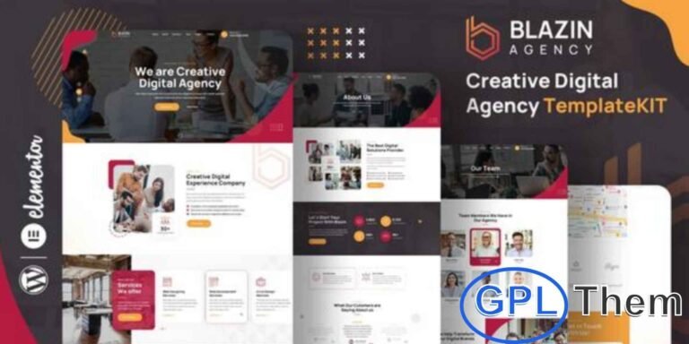 Blazin – Creative Digital Agency Elementor Template Kit Blazin is a modern and elegant Elementor Template Kit designed for digital agencies, marketing firms, creative studios, and technology startups. With its fully responsive and visually striking design, Blazin helps you showcase your portfolio, services, and creative projects in a professional way.