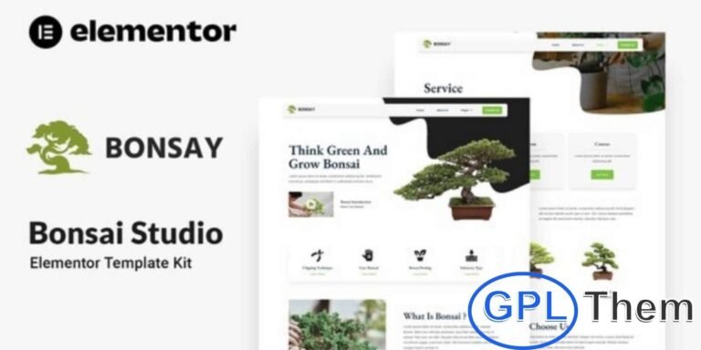 Bonsay – Bonsai Studio Elementor Template Kit Bonsay is a stylish and versatile Elementor Template Kit designed to help you create a professional business website quickly and easily using the Elementor Page Builder for WordPress. Perfect for creative studios, small businesses, or professional portfolios, this kit offers beautifully crafted page layouts that are fully responsive and easy to customize.