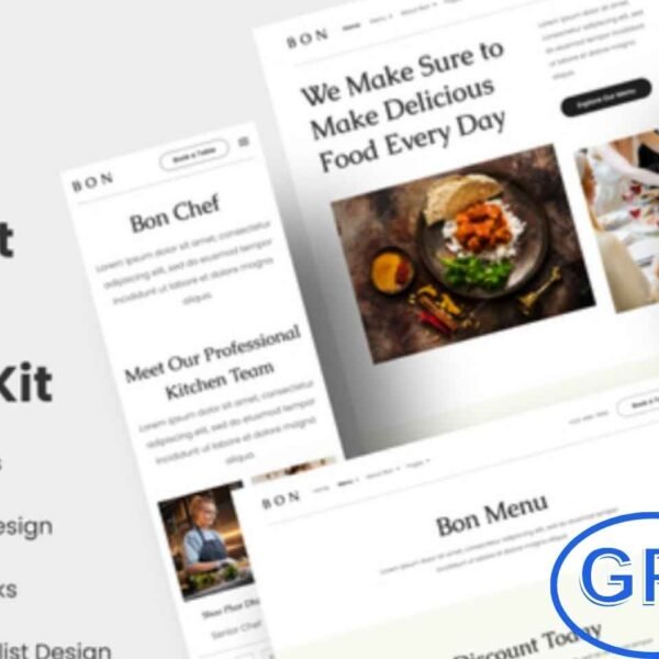 Bon – Restaurant Elementor Template Kit Bon is an elegant and minimalist Elementor Template Kit designed for restaurants, fine dining, cafes, and culinary businesses that value sophistication and style. Featuring a clean layout, refined typography, and a luxurious aesthetic, Bon helps you create a modern restaurant website that leaves a lasting impression.