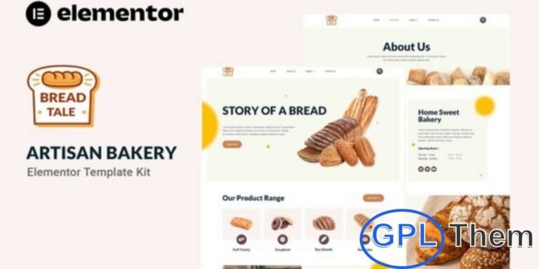 Baketale – Artisan Bakery Elementor Template Kit Baketale is a beautifully crafted Elementor Template Kit designed for artisan bakeries, pastry shops, cafes, and dessert businesses. Built using the Elementor Page Builder for WordPress, this kit allows you to create a stunning bakery website quickly and easily without any coding.