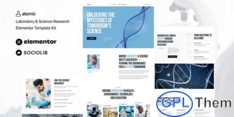 Atomic – Laboratory & Science Research Elementor Template Kit Atomic is a modern Elementor Template Kit designed for laboratories, science research centers, medical institutions, and biotechnology companies. Perfect for chemical, biological, molecular, and microbiology research websites, this kit helps you create a professional and visually engaging online presence effortlessly.