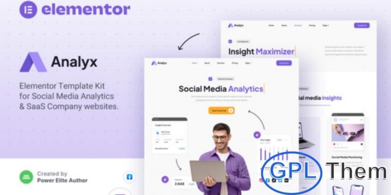 Analyx – Social Media Analytics & SaaS Company Elementor Template Kit Analyx is a modern and professional Elementor Template Kit designed for Social Media Analytics, SaaS Companies, and IT Businesses. Perfect for software landing pages, social media agencies, and cloud-based service providers, this kit features a clean, elegant, and high-converting layout that adapts seamlessly to any screen size.