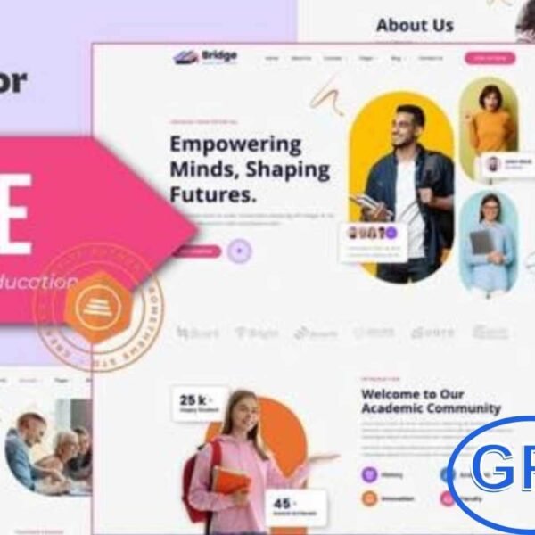 Bridge – University & School Education Elementor Template Kit Bridge is a modern and professional Elementor Template Kit designed specifically for universities, schools, academies, and educational institutions. This kit helps you build a visually engaging and functional website that enhances your institution’s online presence and attracts new students effortlessly.