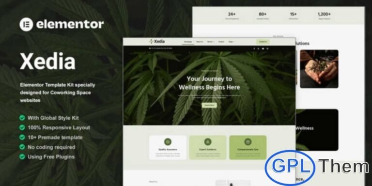 Xedia – Medical Marijuana Elementor Template Kit Xedia is a professionally designed Elementor Template Kit created specifically for medical marijuana, cannabis dispensaries, CBD products, and wellness-based cannabis businesses. Featuring a clean, modern, and highly engaging layout, Xedia makes it easy to showcase products, services, educational content, and medical benefits with clarity and credibility. The kit is fully responsive, ensuring a seamless browsing experience on all devices.