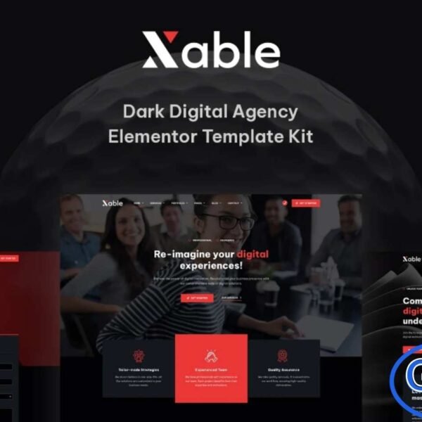 Xable – Dark Digital Agency Elementor Pro Template Kit Xable is a bold and visually striking dark-style Elementor Pro Template Kit designed for digital agencies, creative studios, and freelance professionals. With its sleek aesthetics and high-impact layouts, Xable is perfect for showcasing software development services, web design projects, digital marketing campaigns, UI/UX designs, and portfolio presentations.
