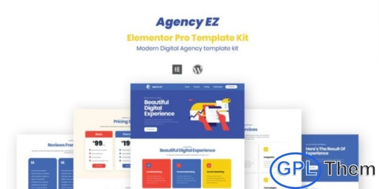 AgencyEz – Digital Agency Elementor Pro Template Kit AgencyEz is a modern and professional Elementor Pro Template Kit designed for digital agencies, creative studios, IT services, consultants, and business service providers. Built with clean layouts and a user-friendly structure, this kit helps you create a stunning online presence with ease—no coding required.
