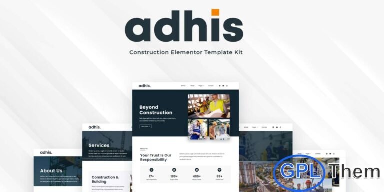 Adhis – Construction Elementor Template Kit Adhis is a modern and professional Elementor Template Kit designed specifically for construction companies, contractors, builders, and industrial service providers. Built with clean layouts and a fully responsive design, this kit ensures your website looks flawless on all screen sizes and devices.