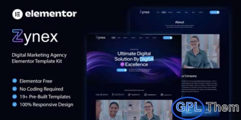 Zynex – Digital Marketing Agency Elementor Template Kit Zynex is a modern and professional Elementor Template Kit crafted for Digital Marketing Agencies, Creative Studios, Advertising Firms, and Social Media Consultants. With its sleek design and fully responsive layout, this kit helps you build a high-impact online presence with ease