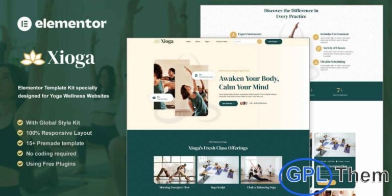 Xioga – Yoga Wellness Elementor Template Kit Xioga is a beautifully crafted Elementor Template Kit designed specifically for yoga, wellness, meditation, and holistic lifestyle websites. With its calming and modern design, this kit helps you create a peaceful online presence for yoga studios, wellness centers, instructors, and mindful living communities.