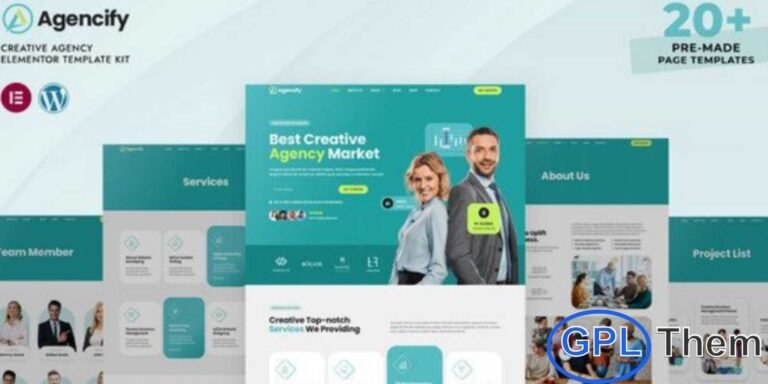 Agencify – Creative Agency Elementor Pro Template Kit Agencify is a versatile and professional Elementor Pro Template Kit designed for creative agencies, corporate businesses, consulting firms, digital agencies, finance companies, and marketing agencies. With its clean and modern design, Agencify allows you to build a fully functional and visually appealing website quickly, without writing a single line of code.