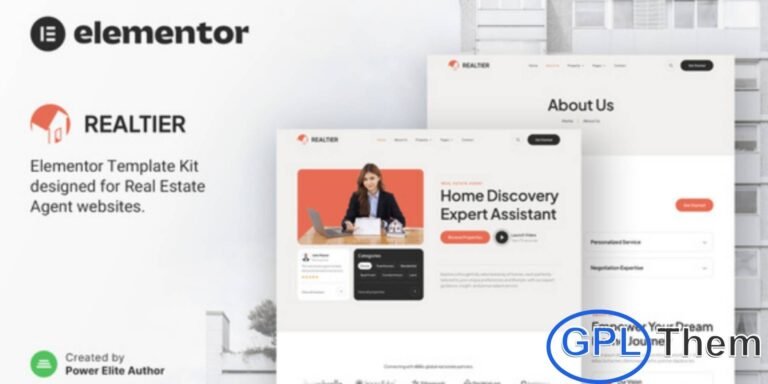 Realtier – Real Estate & Property Agent Elementor Template Kit Realtier is a premium and professionally designed Elementor Template Kit tailored for real estate experts, including property agents, realtors, real estate brokers, and property listing agencies. Built to highlight properties with clarity and elegance, this template kit helps you create a high-performing real estate website with ease.