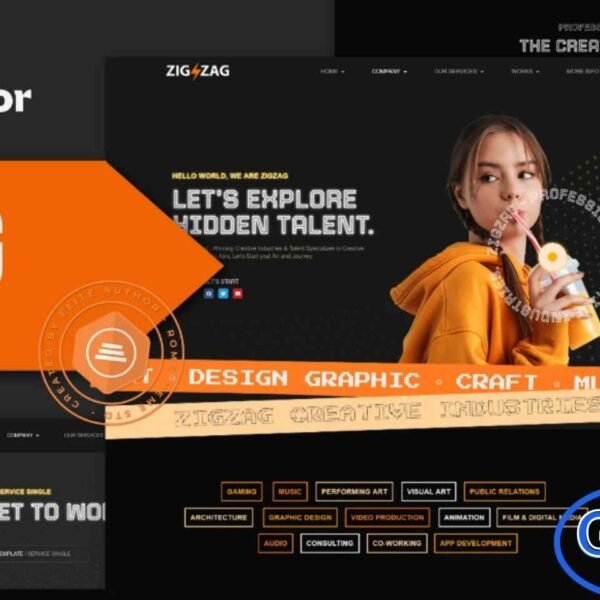 Zigzag – Creative Industries Elementor Template Kit Zigzag is a modern and stylish Elementor Template Kit designed for creative industries, agencies, corporate brands, and portfolio websites. Packed with 17 professionally crafted templates, this kit allows you to build a visually stunning and fully responsive website with ease. Its clean, contemporary design ensures your projects, services, and brand identity stand out effortlessly.