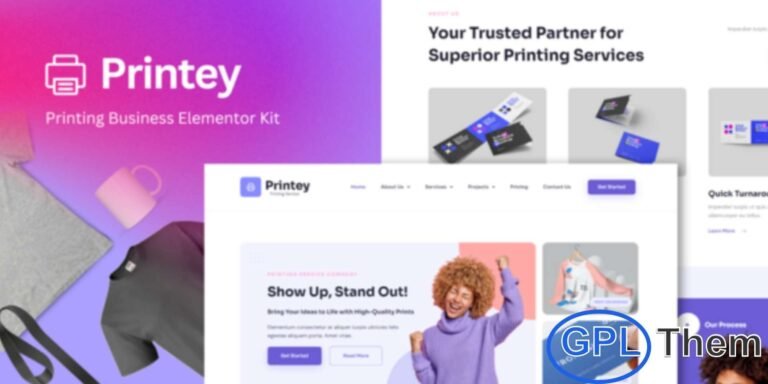 Printey – Printing Business Elementor Template Kit Printey is a modern and versatile Elementor Template Kit crafted specifically for printing businesses and digital print service providers. Designed with a clean, professional aesthetic, this kit helps you showcase your printing solutions, products, and corporate branding with ease.