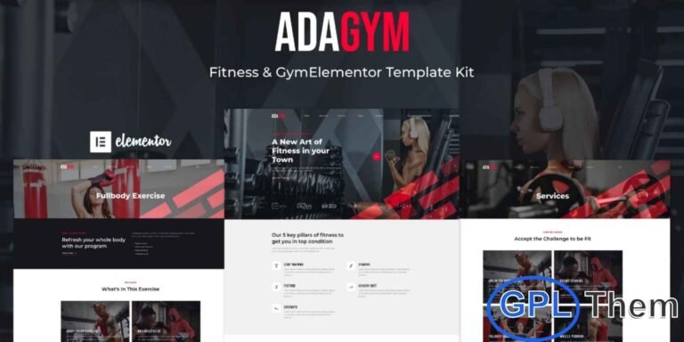 Adagym – Fitness & Gym Elementor Template Kit Adagym is a modern and fully responsive Elementor Template Kit designed for fitness centers, gyms, personal trainers, and wellness businesses. With clean and professional layouts, it allows you to quickly create a polished website using the Elementor Page Builder for WordPress.