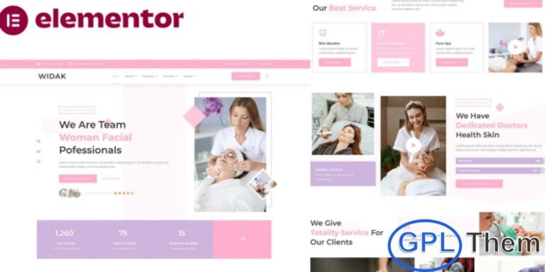 Widak – Facial Care & Beauty Treatment Elementor Pro Template Kit Widak is a premium Elementor Pro Template Kit crafted for facial care clinics, beauty treatment centers, skincare specialists, and wellness studios. Designed with clean, elegant layouts, it helps you showcase services, treatments, pricing, and client testimonials in a polished and professional way.