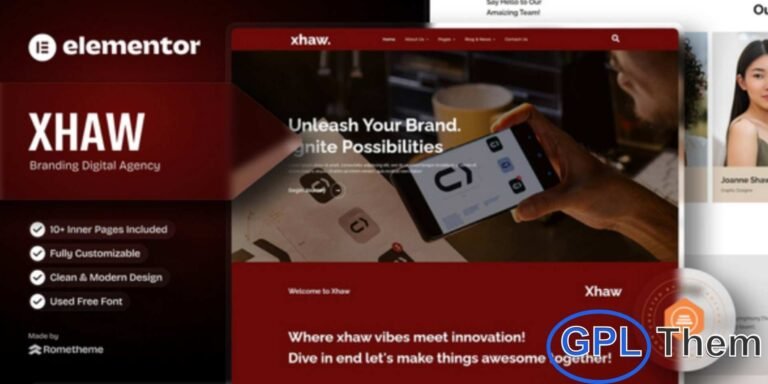 Xhaw – Branding & Digital Agency Elementor Template Kit Xhaw is a modern Elementor Template Kit crafted for branding studios, creative agencies, and freelance designers looking to build a professional online presence. This kit features a sleek, minimal, and contemporary layout perfect for showcasing services, portfolios, and digital expertise. Fully responsive and optimized for all devices, Xhaw ensures your work stands out with clean visuals and smooth navigation.