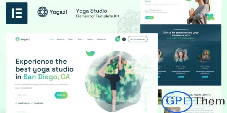 Yogazi – Yoga Studio Elementor Pro Template Kit Yogazi is a beautifully designed Elementor Pro Template Kit created for yoga studios, pilates centers, wellness coaches, meditation trainers, and lifestyle businesses. With calming visuals and clean layouts, this kit allows you to showcase classes, schedules, instructors, pricing, and wellness programs in a serene and engaging way.