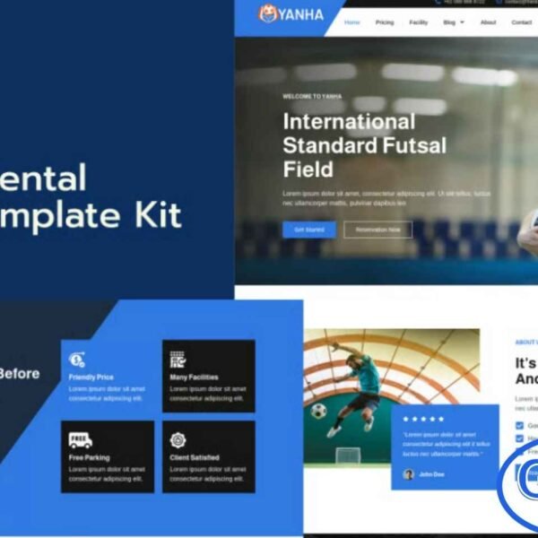Yanha – Futsal Field Rental Elementor Pro Template Kit Yanha is a premium Elementor Pro Template Kit designed specifically for futsal field rental businesses, indoor sports arenas, turf booking platforms, and sports facility management websites. This kit features a clean, modern, and visually engaging layout, enhanced with an attractive color palette that elevates your brand identity.