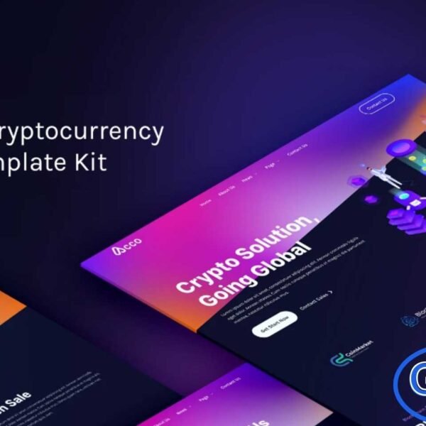 Acco – Blockchain, Cryptocurrency & Bitcoin Elementor Template Kit Acco is a modern and professional Elementor Template Kit designed for websites in the blockchain, cryptocurrency, Bitcoin, ICO agencies, and fintech industries. Featuring a sleek dark UI with vibrant gradient accents, this kit offers a fully responsive and retina-ready layout, ensuring your site looks stunning on all devices.