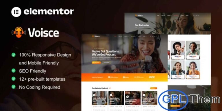 Voisce – Podcaster & Music Streaming Elementor Pro Template Kit Voisce is a modern and dynamic Elementor Pro Template Kit designed specifically for podcasters, music creators, and streaming platforms. Packed with 12+ professionally crafted templates, this kit offers a sleek, contemporary design that helps you build a captivating online presence with ease.