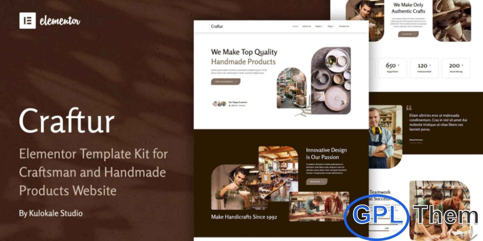 Craftur – Craftsman & Handmade Products Elementor Template Kit Craftur – Craftsman & Handmade Products Elementor Template Kit Craftur is a beautifully crafted Elementor Template Kit designed specifically for artisans, handmade product sellers, DIY creators, and craft-focused businesses. Its clean, warm, and creative layout helps you present your handcrafted goods, design showcases, home décor items, and accessories with a professional touch.