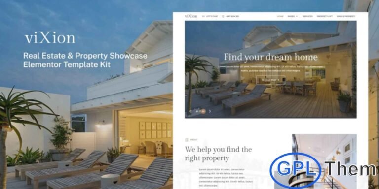 Vixion – Real Estate & Property Showcase Elementor Template Kit Vixion is a modern and stylish Elementor Template Kit designed to elevate real estate and property showcase websites. Built for realtors, property agents, brokers, and real estate agencies, this kit offers a clean and professional layout that makes property listings stand out.