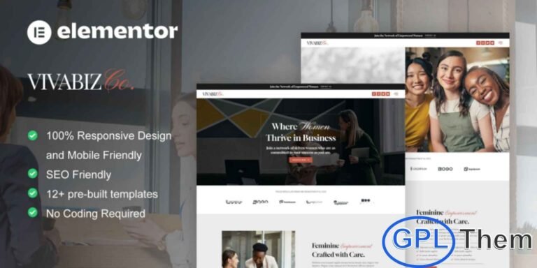 Vivabiz – Feminine Business Coaching Elementor Template Kit Vivabiz is a beautifully crafted Elementor Template Kit designed specifically for feminine business coaching and women-focused agencies. Ideal for businesses that empower women—such as interior design studios, creative agencies, digital product brands, fashion boutiques, health and wellness services, beauty professionals, and art-focused ventures—this kit offers a refined and modern aesthetic that resonates with female entrepreneurs.