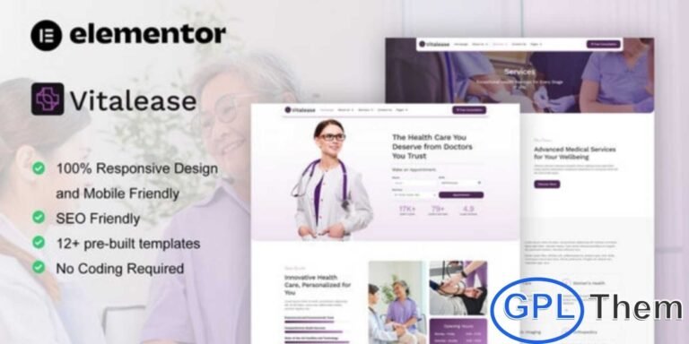 Vitalease – Health Care & Medical Elementor Template Kit Vitalease is a modern and professional Elementor Pro Template Kit designed for healthcare and medical service websites. Built with a clean and user-friendly layout, it is perfect for creating a trustworthy online presence for any medical-related business.