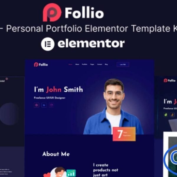 Follio – Personal Portfolio Elementor Template Kit Follio is a sleek and modern Personal Portfolio Elementor Template Kit designed to help creatives, freelancers, designers, and professionals showcase their work with style. Built using the powerful Elementor Page Builder, this template kit allows you to customize every section effortlessly—no coding skills needed.