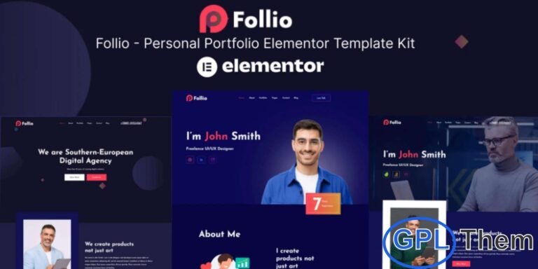 Follio – Personal Portfolio Elementor Template Kit Follio is a sleek and modern Personal Portfolio Elementor Template Kit designed to help creatives, freelancers, designers, and professionals showcase their work with style. Built using the powerful Elementor Page Builder, this template kit allows you to customize every section effortlessly—no coding skills needed.