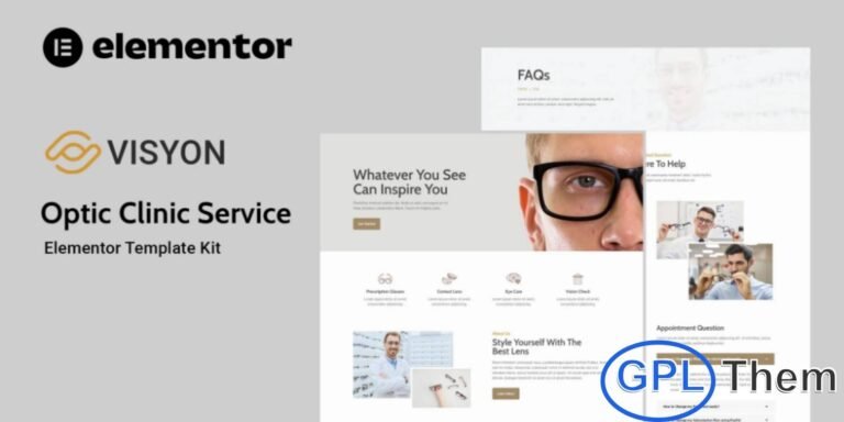 Visyon – Optic Clinic Service Elementor Template Kit Visyon is a modern and professionally crafted Elementor Template Kit designed specifically for optic clinics, eye care centers, optometrists, and optical stores. Built using the powerful Elementor Page Builder plugin, this kit allows you to create a clean, functional, and visually appealing website without writing a single line of code.