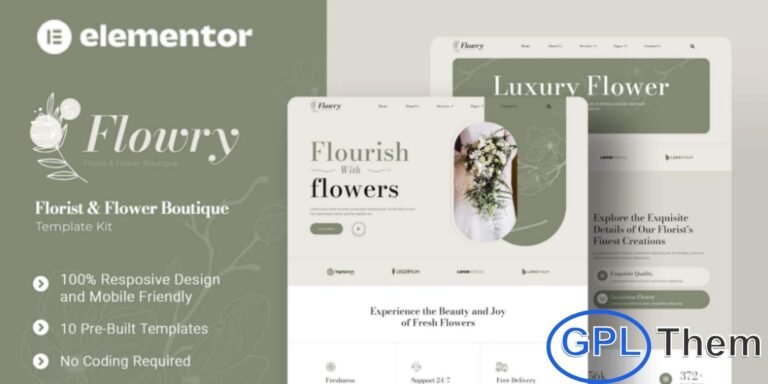 Flowry – Florist & Flower Boutique Elementor Template Kit Flowry is a beautifully crafted Elementor Template Kit designed for florists, flower boutiques, event stylists, and all floral-related businesses aiming to build an elegant and charming online presence. Featuring a modern, visually appealing layout, this kit helps you showcase flower arrangements, services, and special events with stunning clarity.