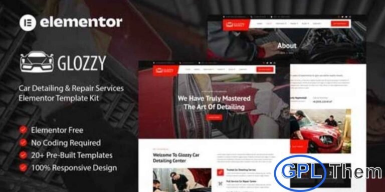 Glozzy – Car Detailing & Repair Service Elementor Template Kit Glozzy is a modern and professional Elementor Template Kit designed specifically for car detailing, auto repair, and vehicle service businesses. Its sleek and contemporary design helps you showcase your services, expertise, and business offerings effectively.