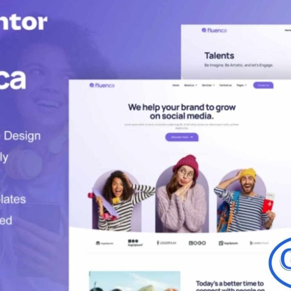 Fluenca – Social Media Agency Elementor Pro Full Site Template Kit Fluenca is a complete Elementor Pro Full Site Template Kit designed for Social Media Agencies, Digital Marketing Firms, and Creative Businesses looking to build a high-quality website effortlessly. With its modern, professional, and visually polished design, the kit provides a premium head start for any branding-focused project. Each page is crafted with a fully compatible design system and curated imagery to help you create a standout online presence.