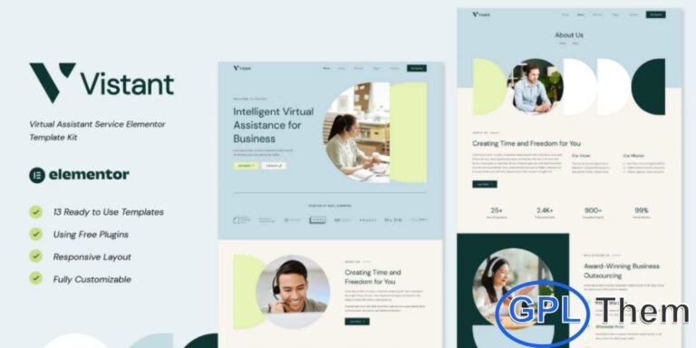 Vistant – Virtual Assistant Service Elementor Template Kit Vistant is a modern and professionally designed Elementor Template Kit tailored for Virtual Assistants, Virtual Secretaries, and remote administrative support services. Featuring a clean, minimalist, and fully responsive layout, this kit makes it easy to create a polished and high-converting website without writing a single line of code.