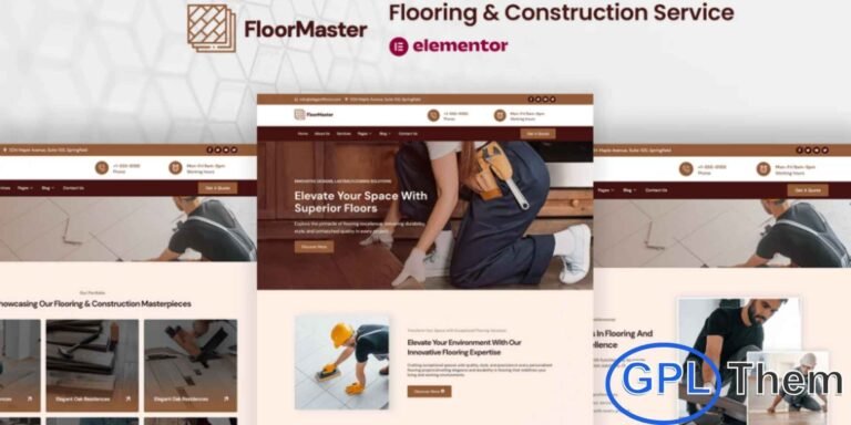 FloorMaster – Flooring & Construction Service Elementor Pro Template Kit FloorMaster is a premium Elementor Pro Template Kit designed specifically for flooring contractors, construction services, renovation experts, and home improvement businesses. This professionally crafted kit provides everything you need to build a polished, high-converting website without writing any code.