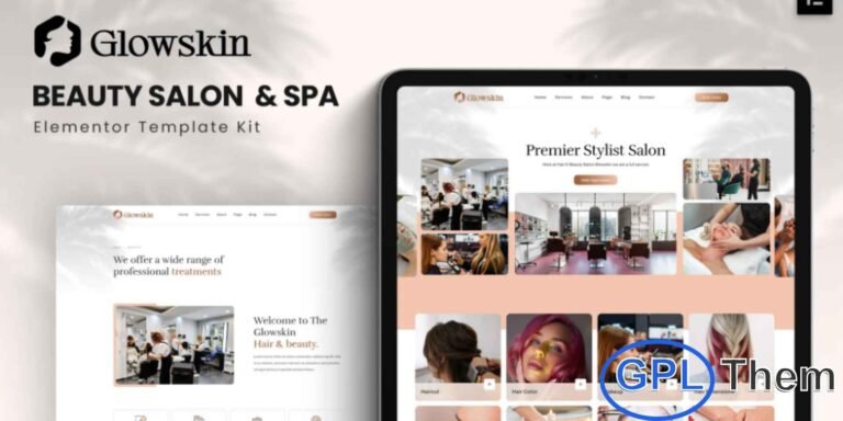 Glowskin – Beauty Salon & Spa Elementor Template Kit Glowskin is a stylish and professional Elementor Template Kit designed for beauty salons, spas, and wellness centers. With a clean and modern design, it allows you to create a fully functional WordPress website effortlessly using Elementor, without any coding.