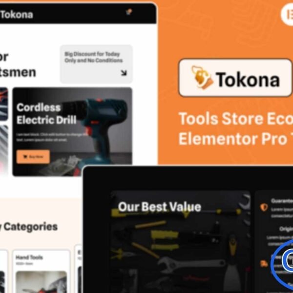 Tokona – Tools Store Ecommerce Elementor Pro Template Kit The Tokona – Tools Store Ecommerce Elementor Pro Template Kit is a modern, versatile solution designed for online shops selling tools, hardware, electronics, and related products. Featuring a contemporary and clean design, this template kit allows you to showcase products, highlight promotions, and create a seamless shopping experience for your customers.