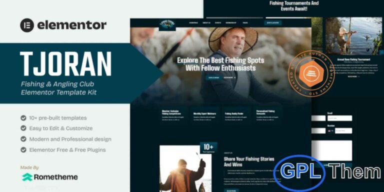 Tjoran – Fishing & Angling Club Elementor Template Kit The Tjoran – Fishing & Angling Club Elementor Template Kit is a professionally crafted solution designed for fishing clubs, angling communities, outdoor activity groups, fishing tours, adventure websites, and hobbyist platforms. Featuring a modern and visually engaging design, this kit provides a complete set of templates to showcase events, memberships, tours, activities, and club information.
