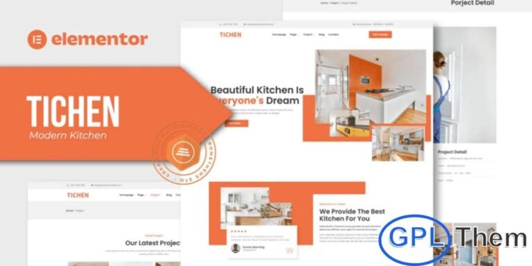 Tichen – Modern Kitchen Elementor Template Kit Tichen is a sleek and stylish Modern Kitchen Elementor Template Kit designed to showcase contemporary furniture and interior solutions. Featuring 11+ pre-built templates, this kit offers a clean, fully responsive layout that adapts beautifully across all devices.