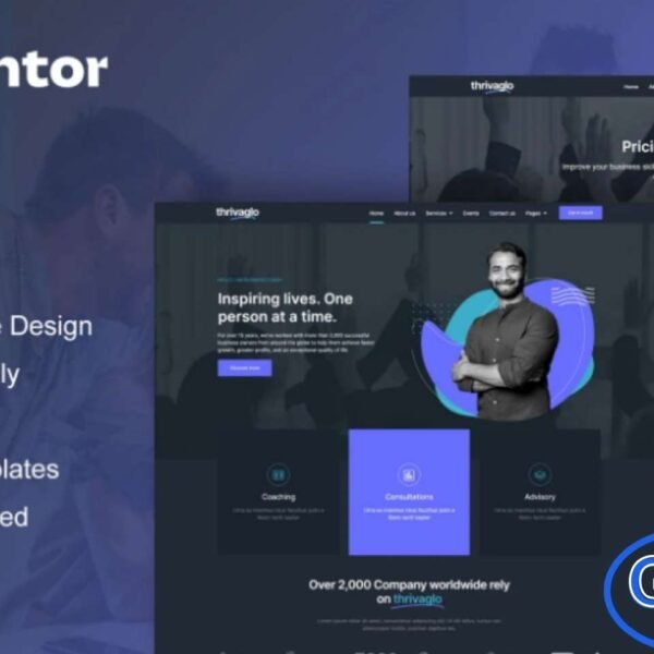 Thrivaglo – Business Coach Elementor Template Kit Thrivaglo is a modern and professionally designed Elementor Template Kit created specifically for business coaches, mentors, consultants, speakers, and online course creators. This kit makes it effortless to build a polished coaching website that highlights your expertise, services, and training programs.