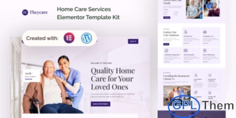 Theycare – Home Care Services Elementor Template Kit Theycare is a beautifully crafted Elementor Template Kit designed exclusively for home care service providers looking to build a professional and trustworthy online presence. Perfect for home care agencies, caregivers, and senior care services, this kit delivers a clean, modern, and compassionate design that highlights your expertise and care solutions.