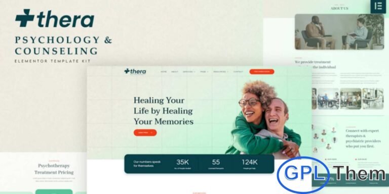 Thera – Psychology & Counseling Elementor Template Kit Thera is a modern, clean, and thoughtfully designed Elementor Template Kit crafted for psychology, counseling, and mental health professionals. With its fully responsive and retina-ready layout, this kit helps you build a professional WordPress website without writing a single line of code.